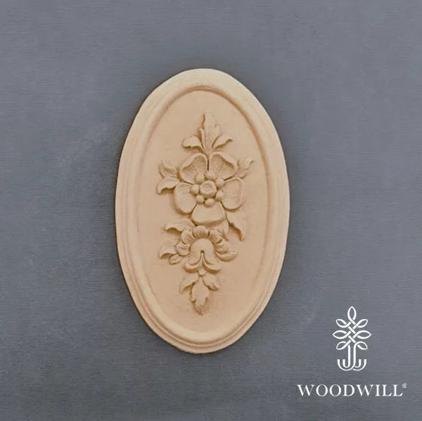 JDL Vintage Paint - Holzschnitzerei Deko 'Oval' 14 x 9 cm