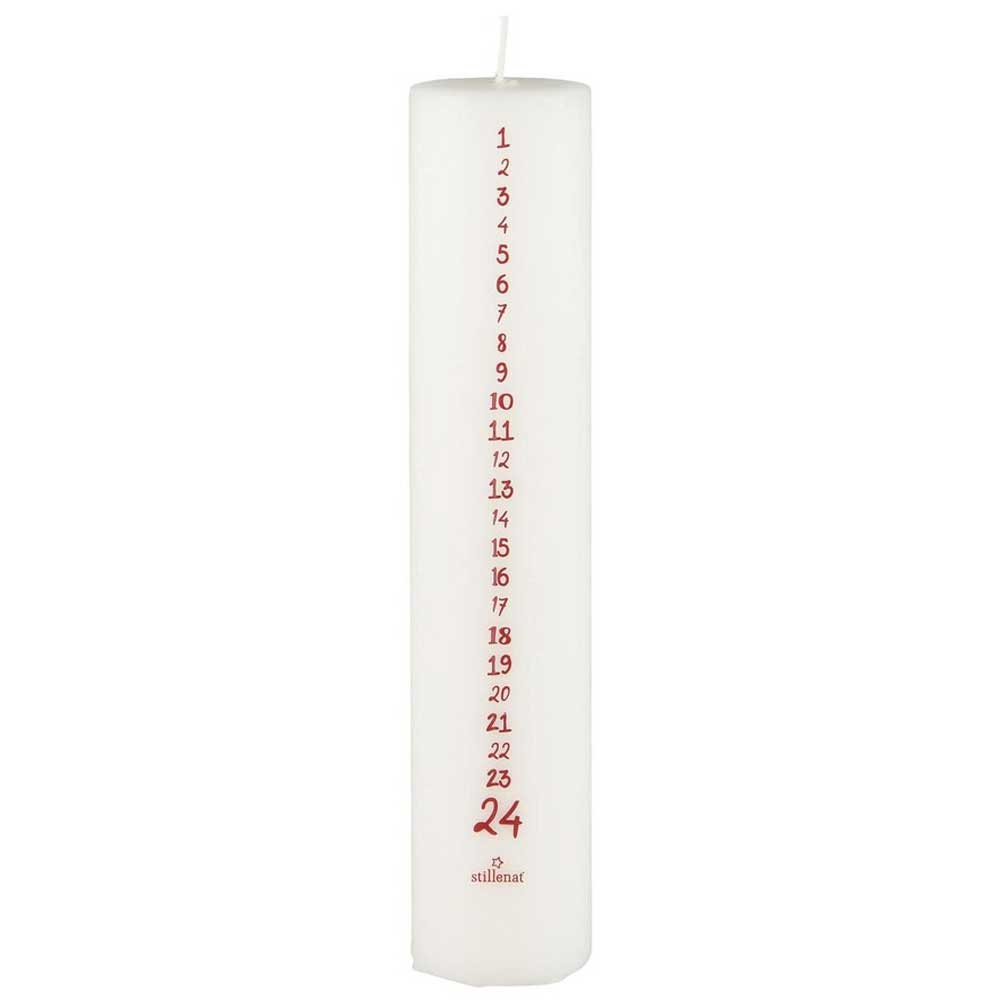 Ib Laursen - Adventskalender Kerze 1-24 weiss mit roten Zahlen
