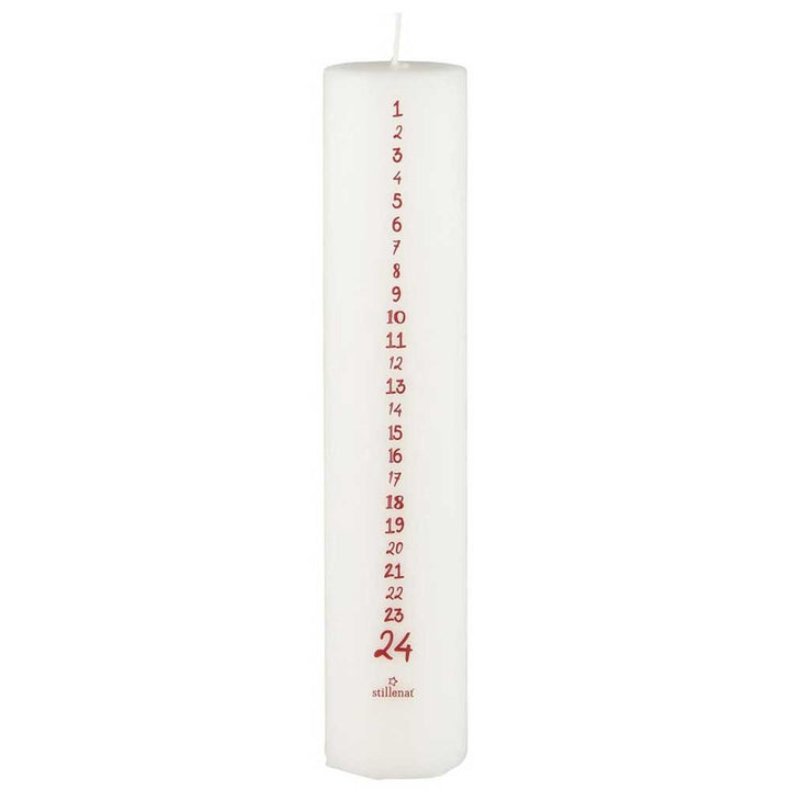 Ib Laursen - Adventskalender Kerze 1-24 weiss mit roten Zahlen