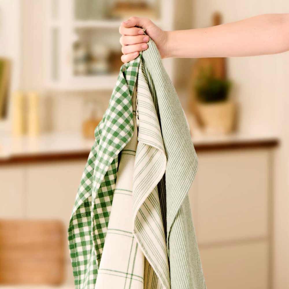 Ib Laursen - Geschirrtuch Emil mit dünnen grünen Streifen