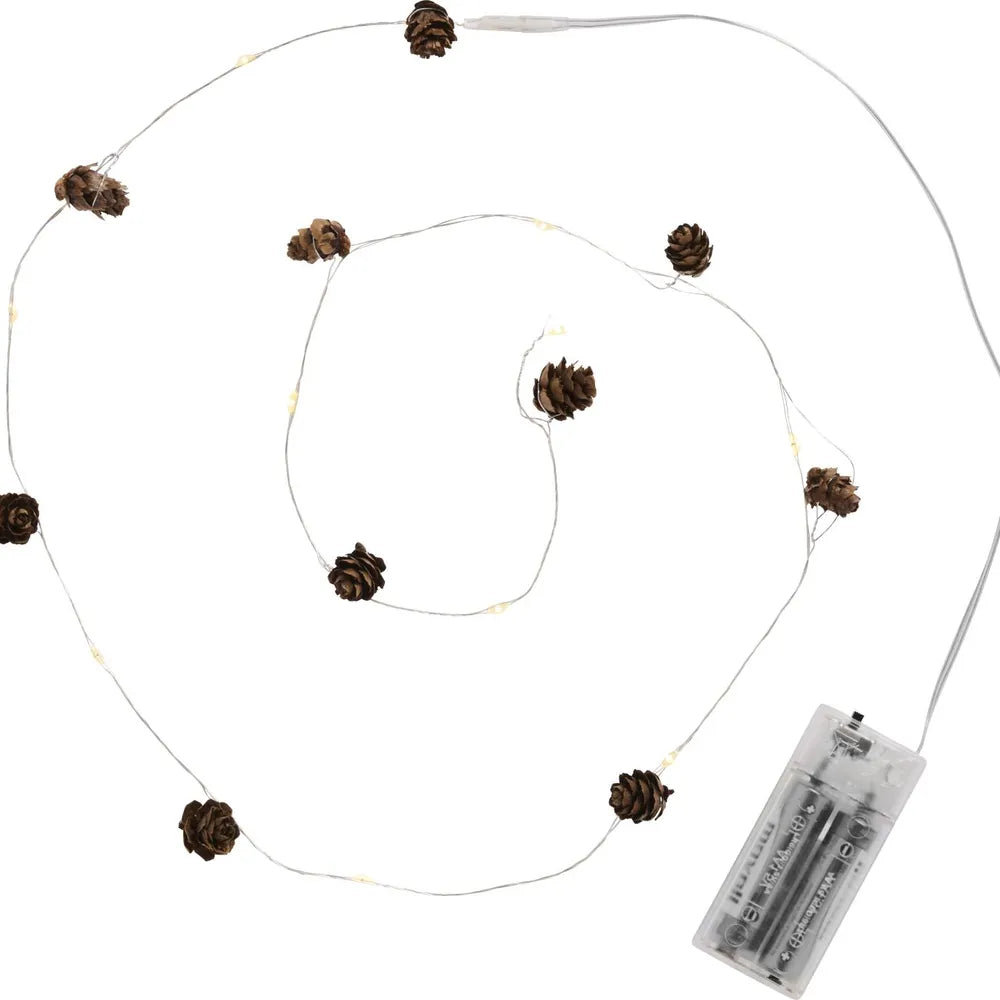 Ib Laursen - Lichterkette mit 10 LED-Lichtern und Zapfen für drinnen