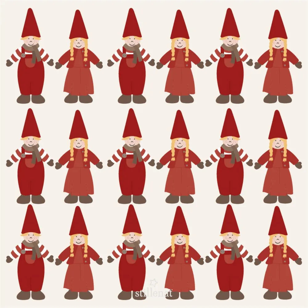 Ib Laursen - Papierserviette Wichtelpärchen Hand in Hand My Nostalgic Christmas 20 Stück