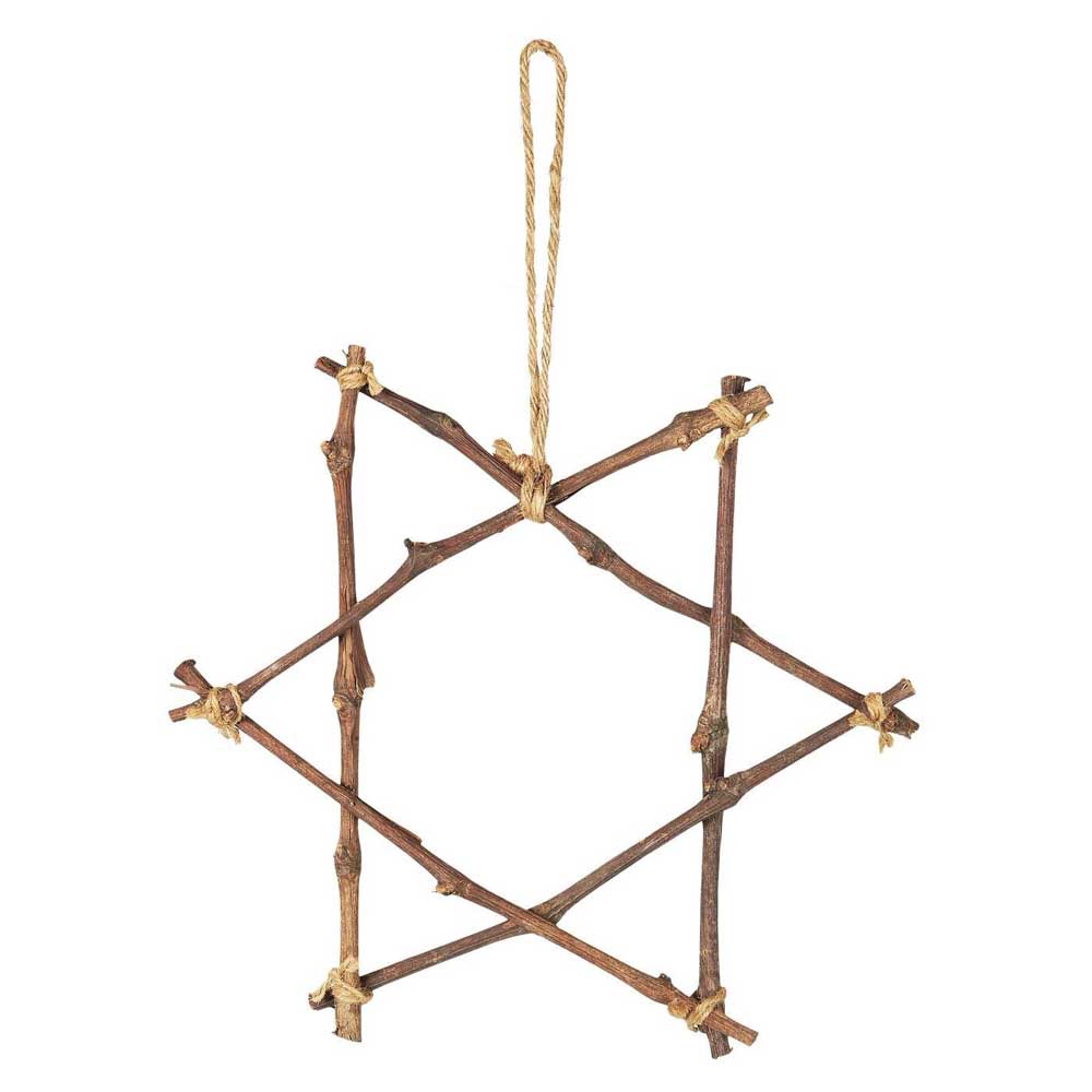Der Ib Laursen - Stern aus Zweigen ist ein aus ineinander geflochtenen Stäben gefertigtes Ornament, komplett mit Seilaufhängung.