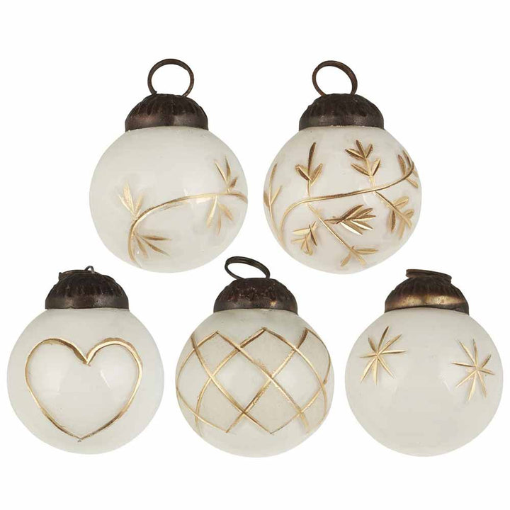Ib Laursen - Tüte mit 10 Weihnachtskugeln mini mit goldener Eingravierung