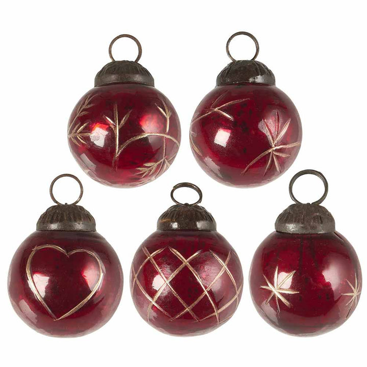 Ib Laursen - Tüte mit 10 Weihnachtskugeln mini mit goldener Eingravierung