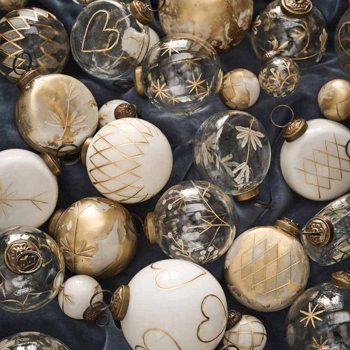 Ib Laursen - Tüte mit 10 Weihnachtskugeln mini mit goldener Eingravierung