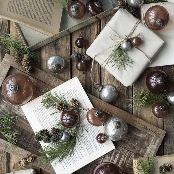 Ib Laursen - Weihnachtskugel pebbled Glas zwiebelförmig coral almond