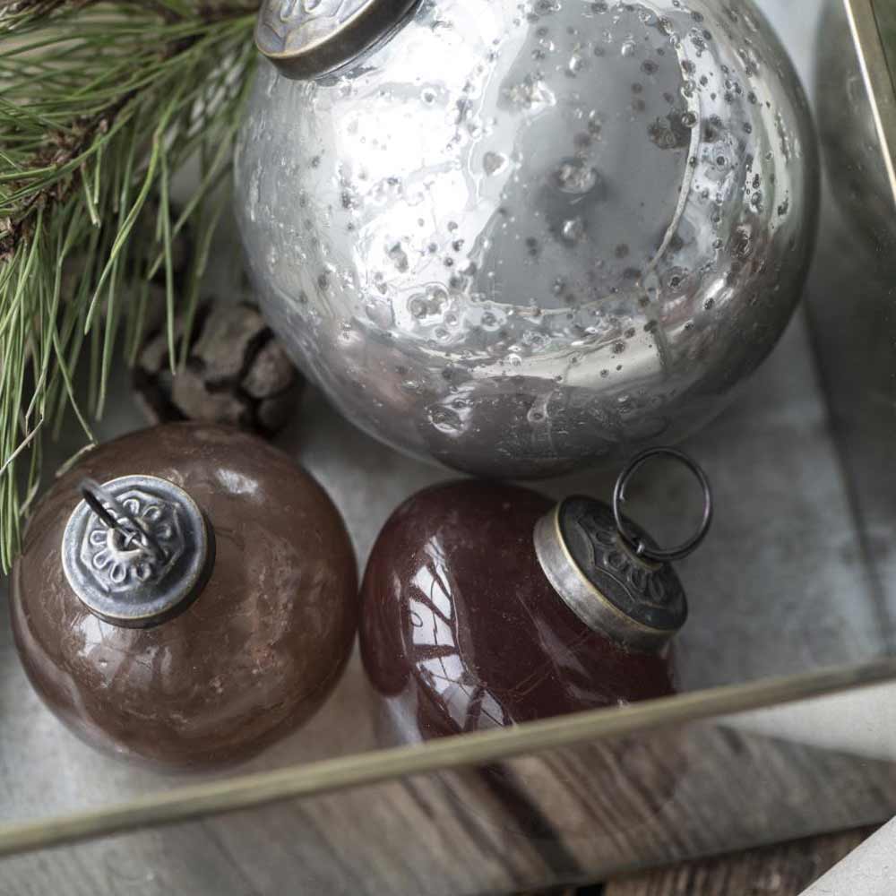 Ib Laursen - Weihnachtskugel pebbled Glas zwiebelförmig coral almond