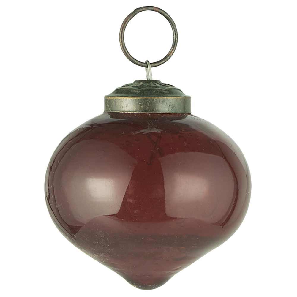 Ib Laursen - Weihnachtskugel pebbled Glas zwiebelförmig coral almond