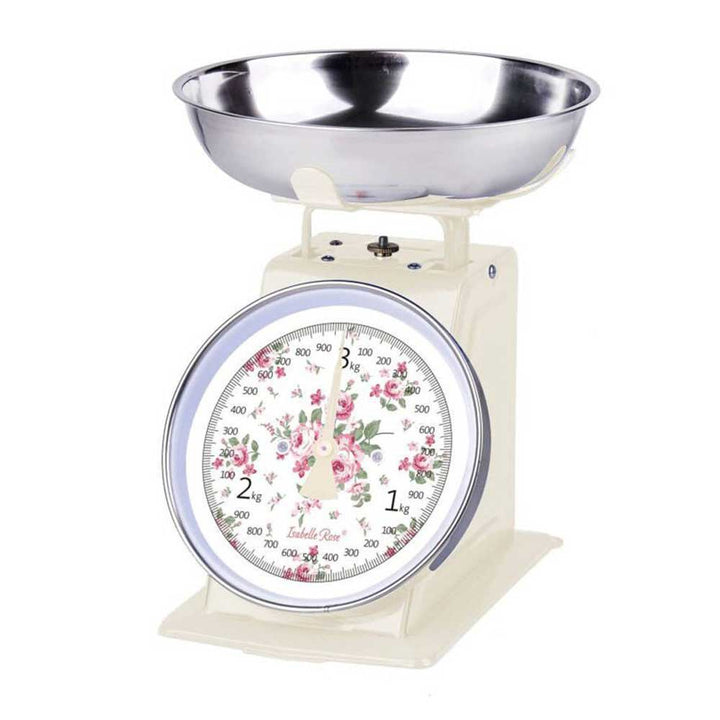 Isabelle Rose - Küchenwaage Retro mit floralem Design auf dem Zifferblatt.