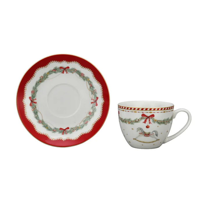 Isabelle Rose - Porzellantasse mit Untertasse Happy Holidays 250 ml