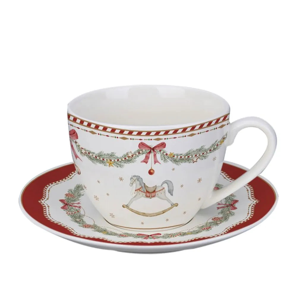 Isabelle Rose - Porzellantasse mit Untertasse Happy Holidays 250 ml