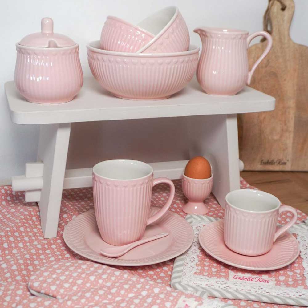 Ein Isabelle Rose - Zuckerdose Love rosa Küchengeschirr.