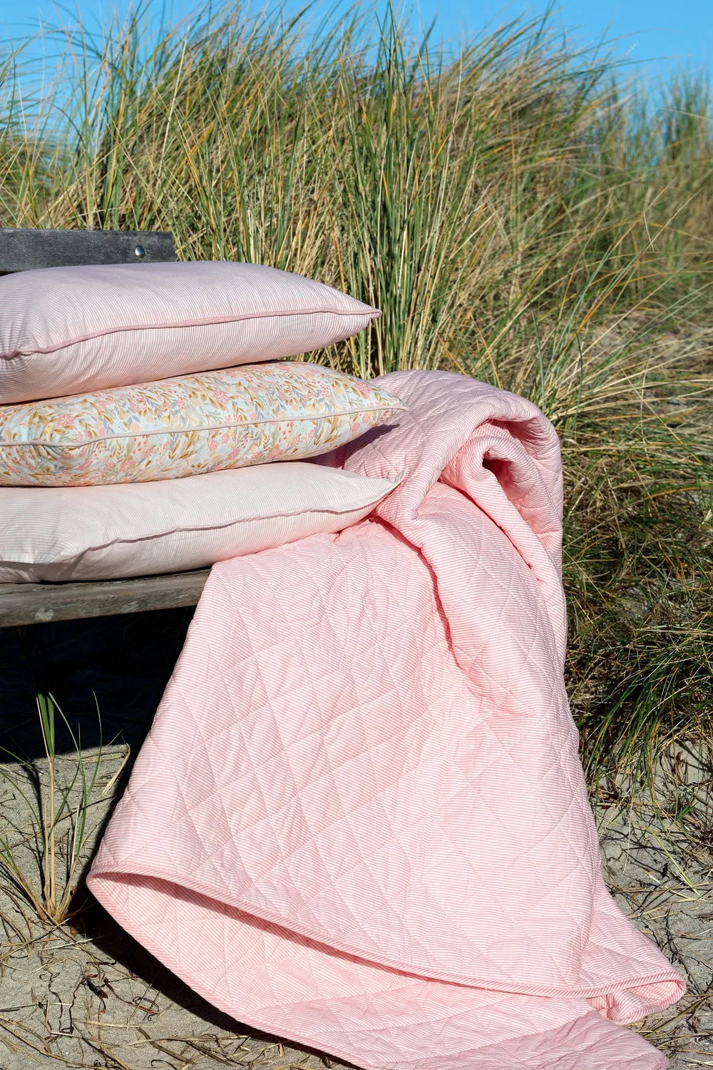 Chic Antique - Kissenhülle Baumwolle rosa und weiss