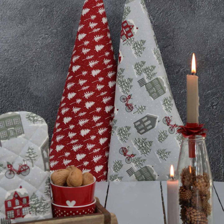 Krasilnikoff - Geschirrtuch Christmas Forest Red