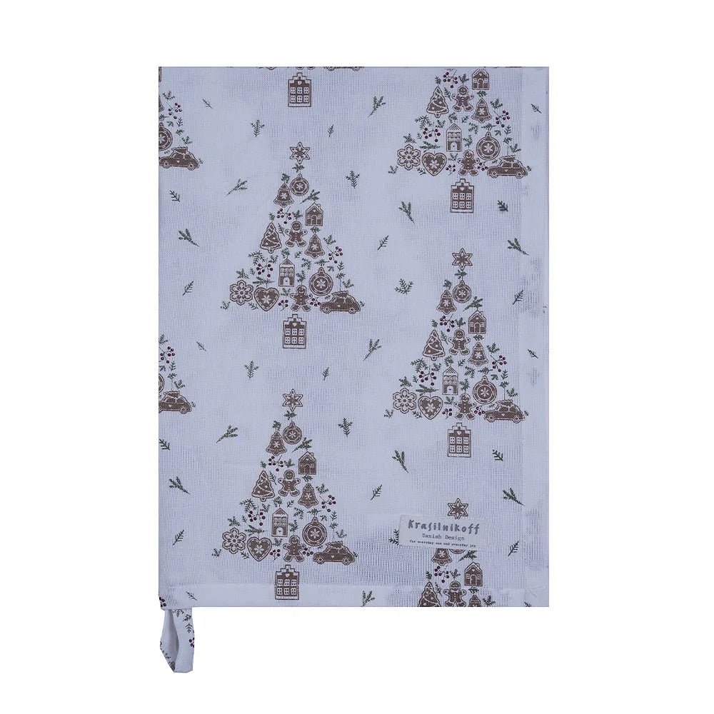 Krasilnikoff - Geschirrtuch Christmas Tree Gingerbread Allover