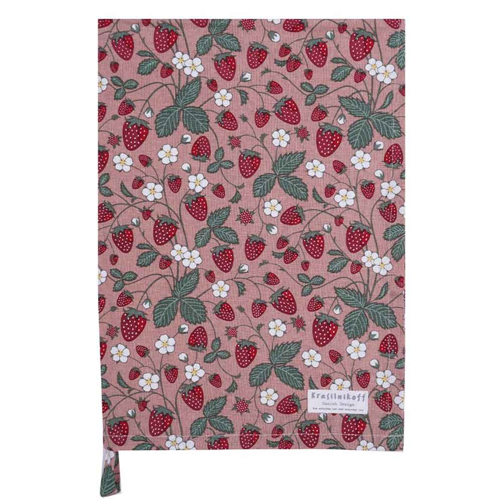 Krasilnikoff - Geschirrtuch Erdbeeren rose