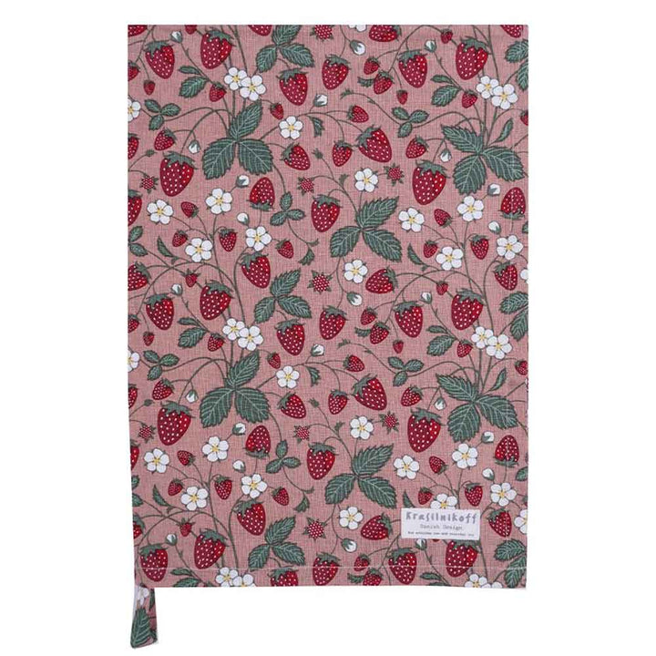 Krasilnikoff - Geschirrtuch Erdbeeren rose