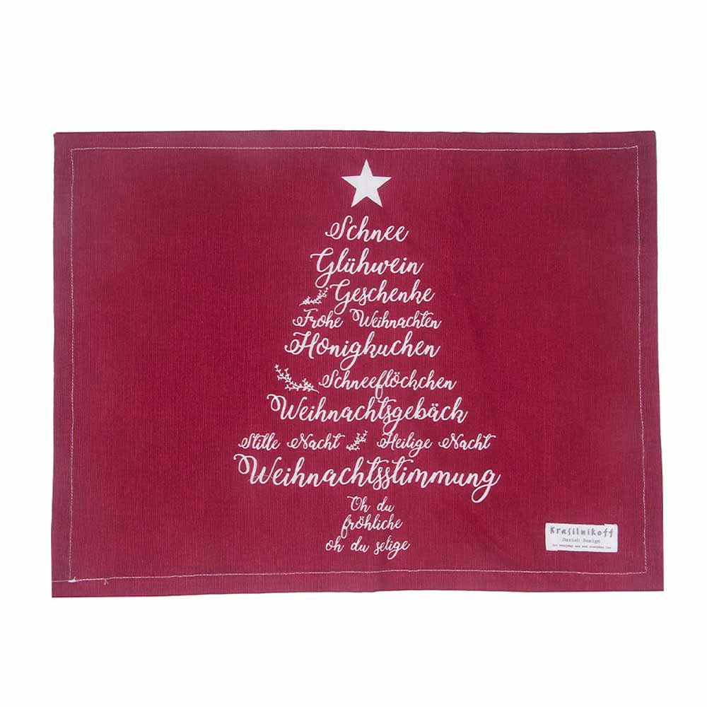 Krasilnikoff - Tischset Christmas Words Red
