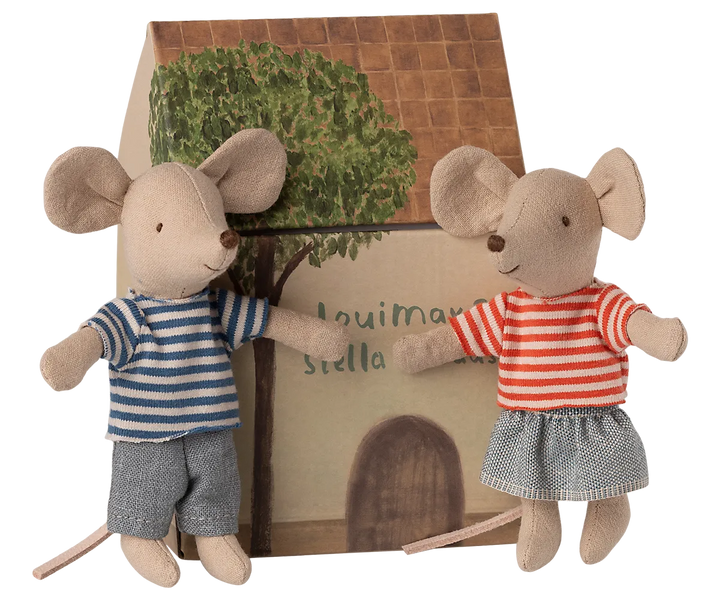 Maileg - LouiMax und Stella kleiner Bruder und kleine Schwester Mäuse