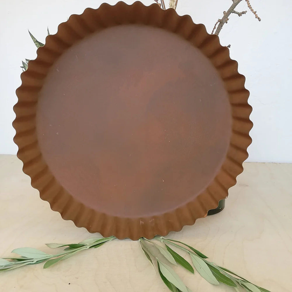 Madleys - Tablett gerillt für Deko 25 cm – Rostoptik