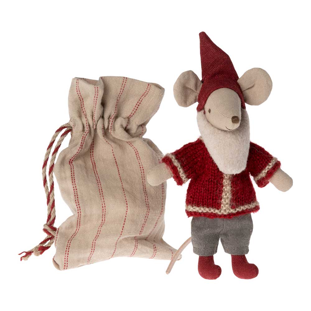 Maileg - Maus Big Brother Weihnachtsmann mit Haus Stoffsack