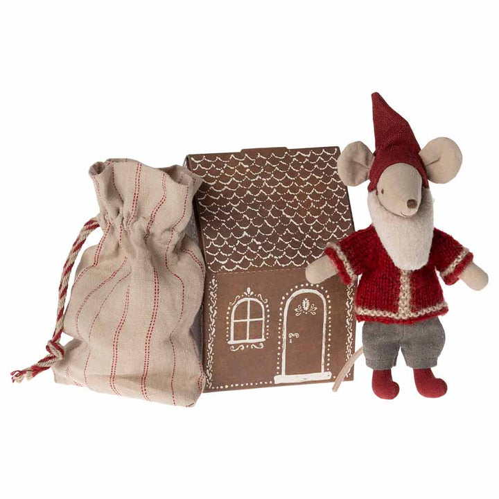 Maileg - Maus Big Brother Weihnachtsmann mit Haus Stoffsack