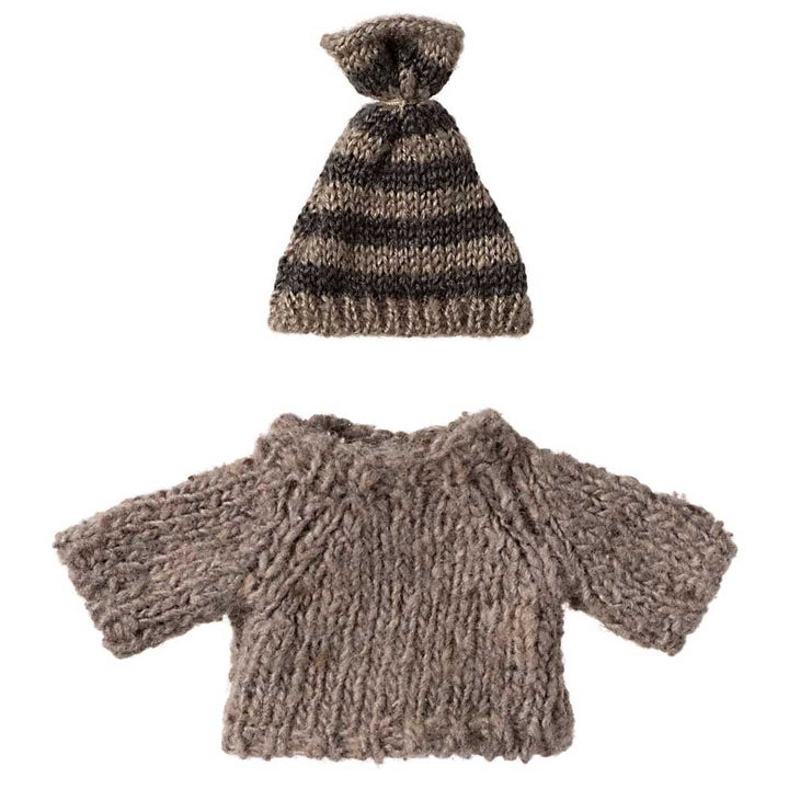 Maileg - Maus Kleidung Strickpullover und Mütze für Big Brother