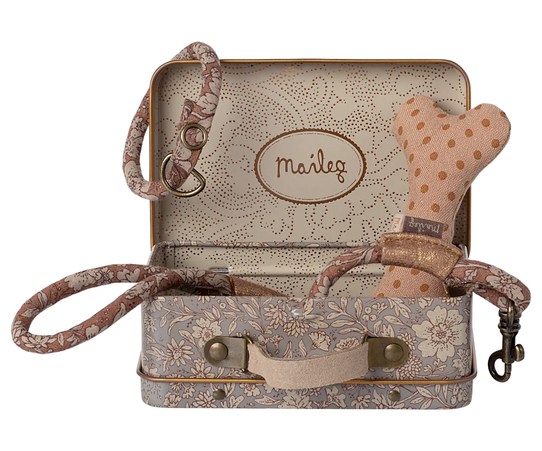 Maileg - Welpen-Zubehör im Koffer Rose