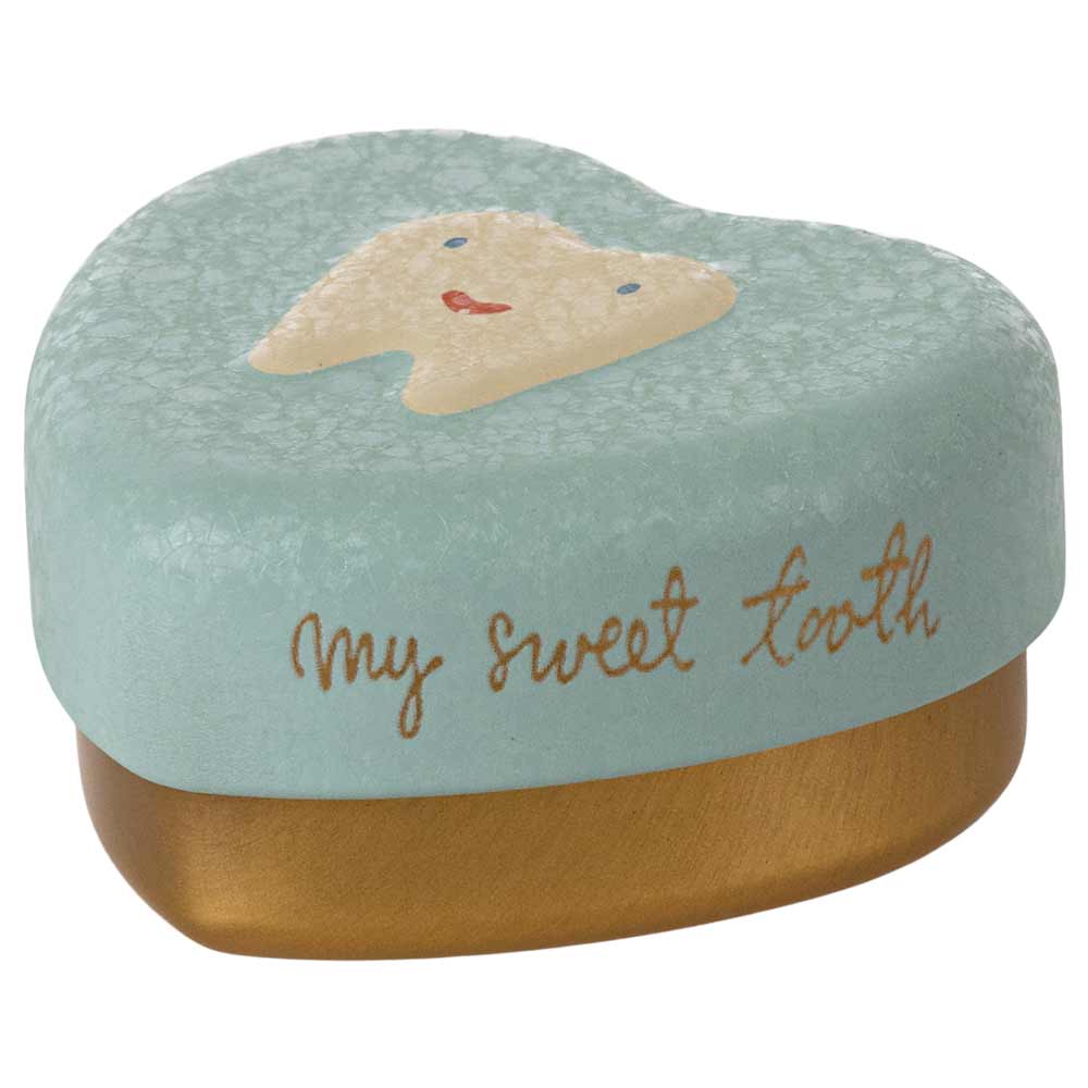 Maileg – Zahnbox mit Zahndesign und der Aufschrift „My Sweet Tooth“.