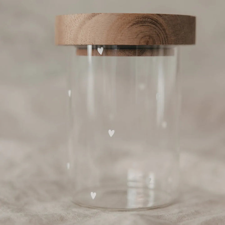 Eulenschnitt - Mini Vorratsglas Herzen weiß