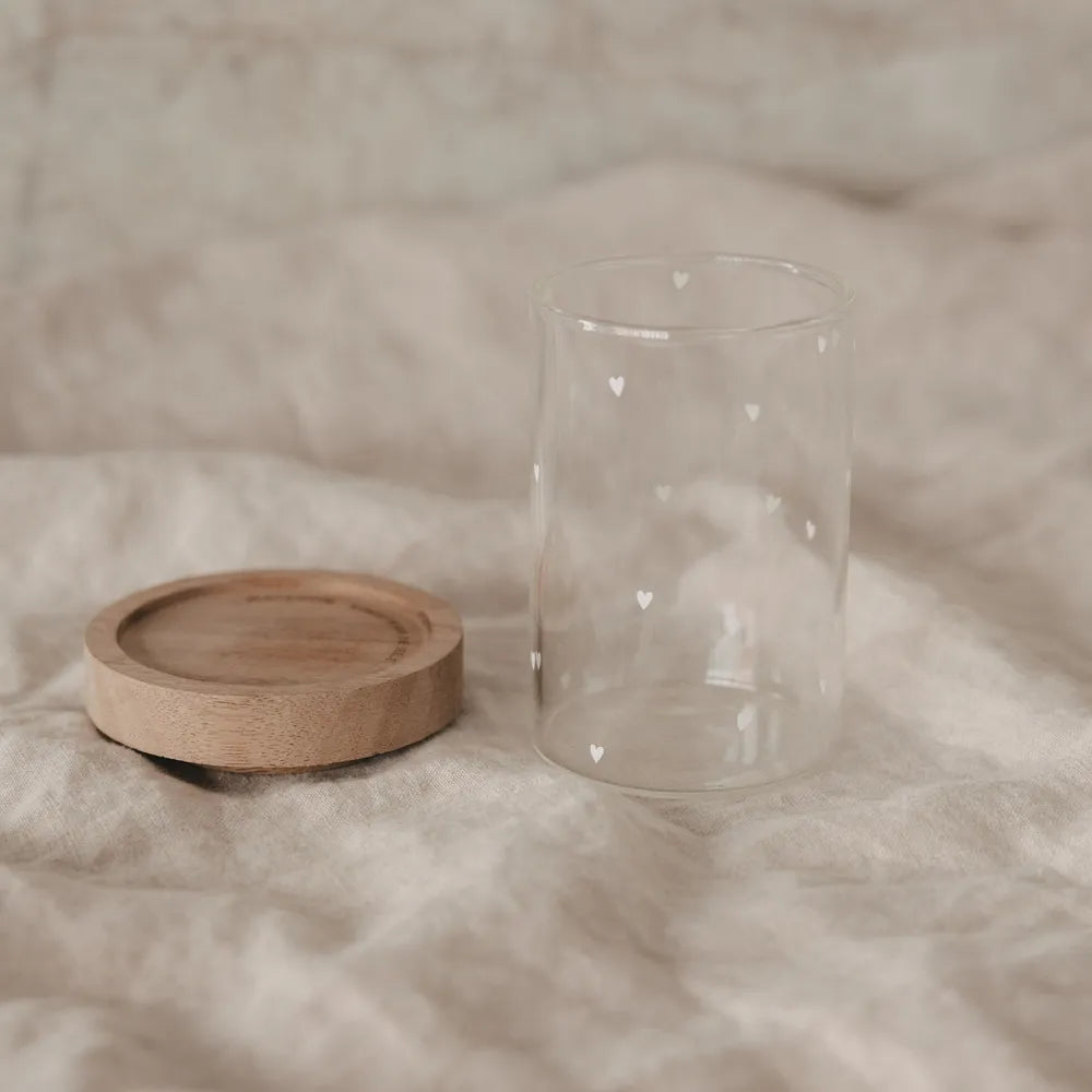 Eulenschnitt - Mini Vorratsglas Herzen weiß