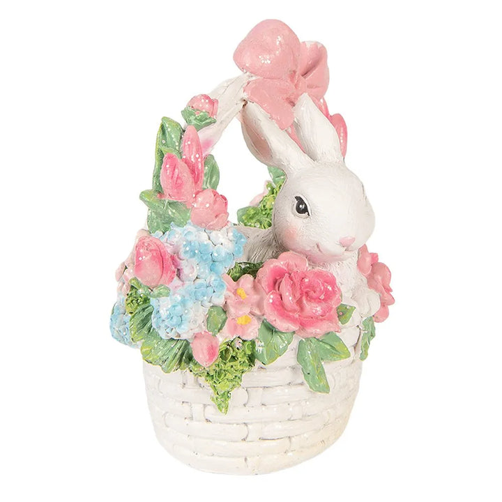 Clayre & Eef - Dekorationsstatue Hase im Blumenkorb