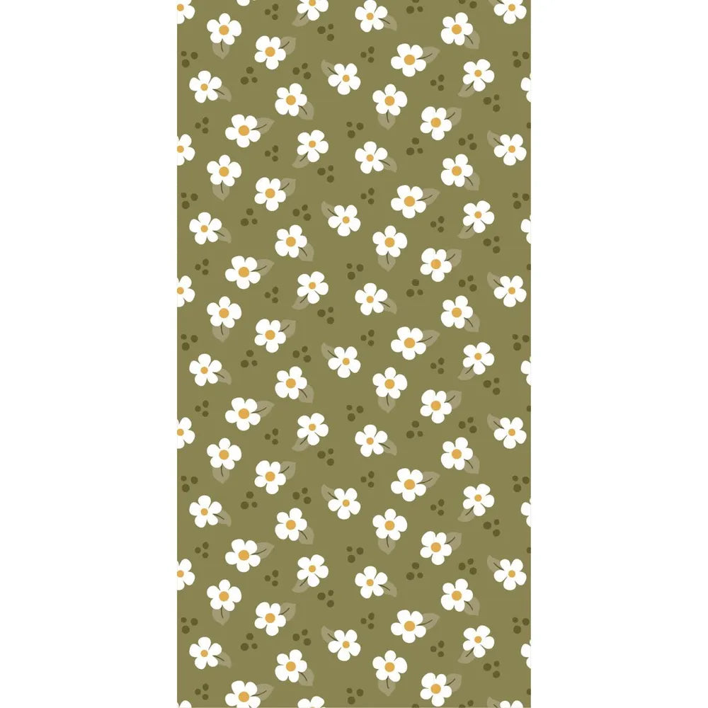 Ib Laursen - Serviette grün mit weißen Blumen