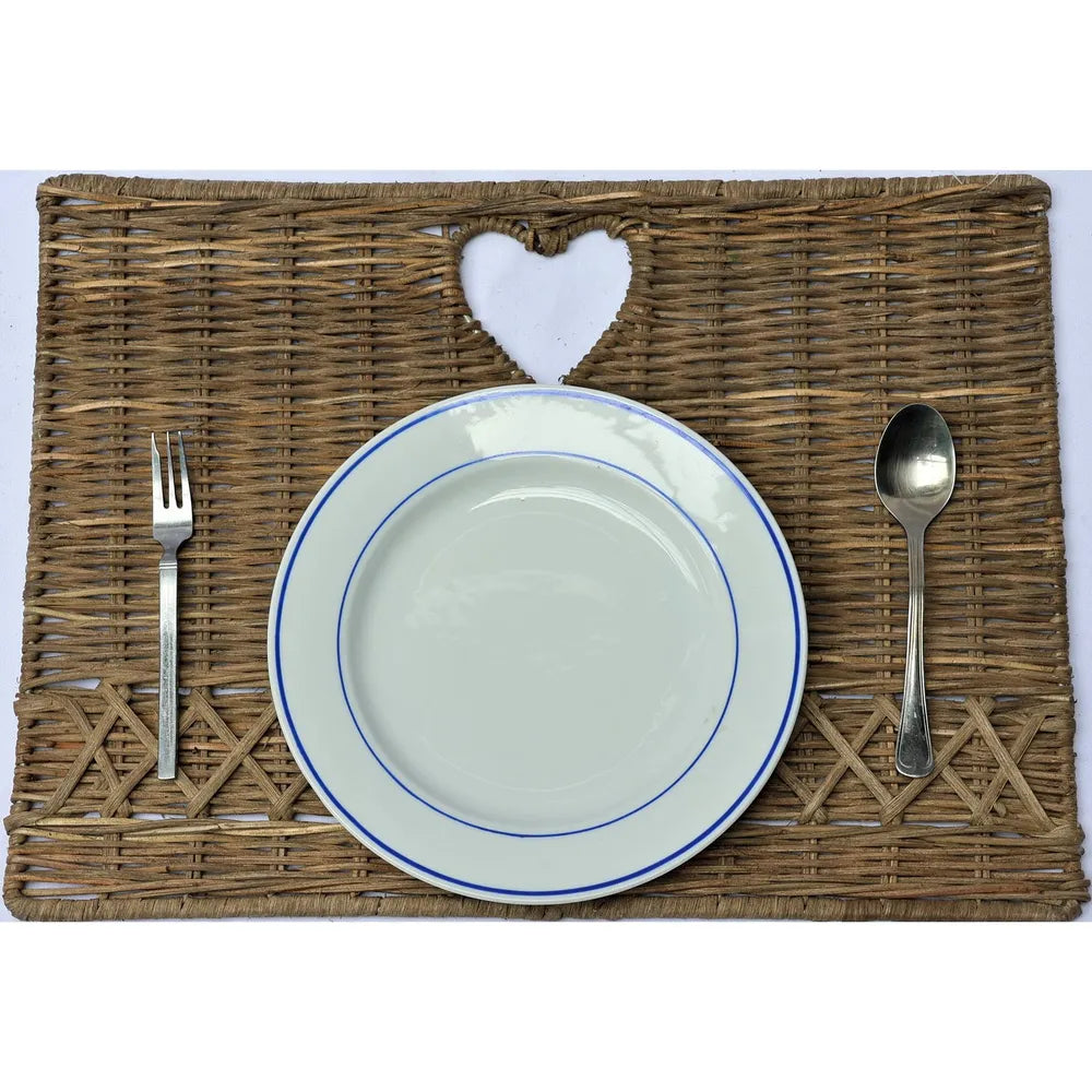 Best Style Living - Rechteckiges Rattan-Tischset 'Herz'