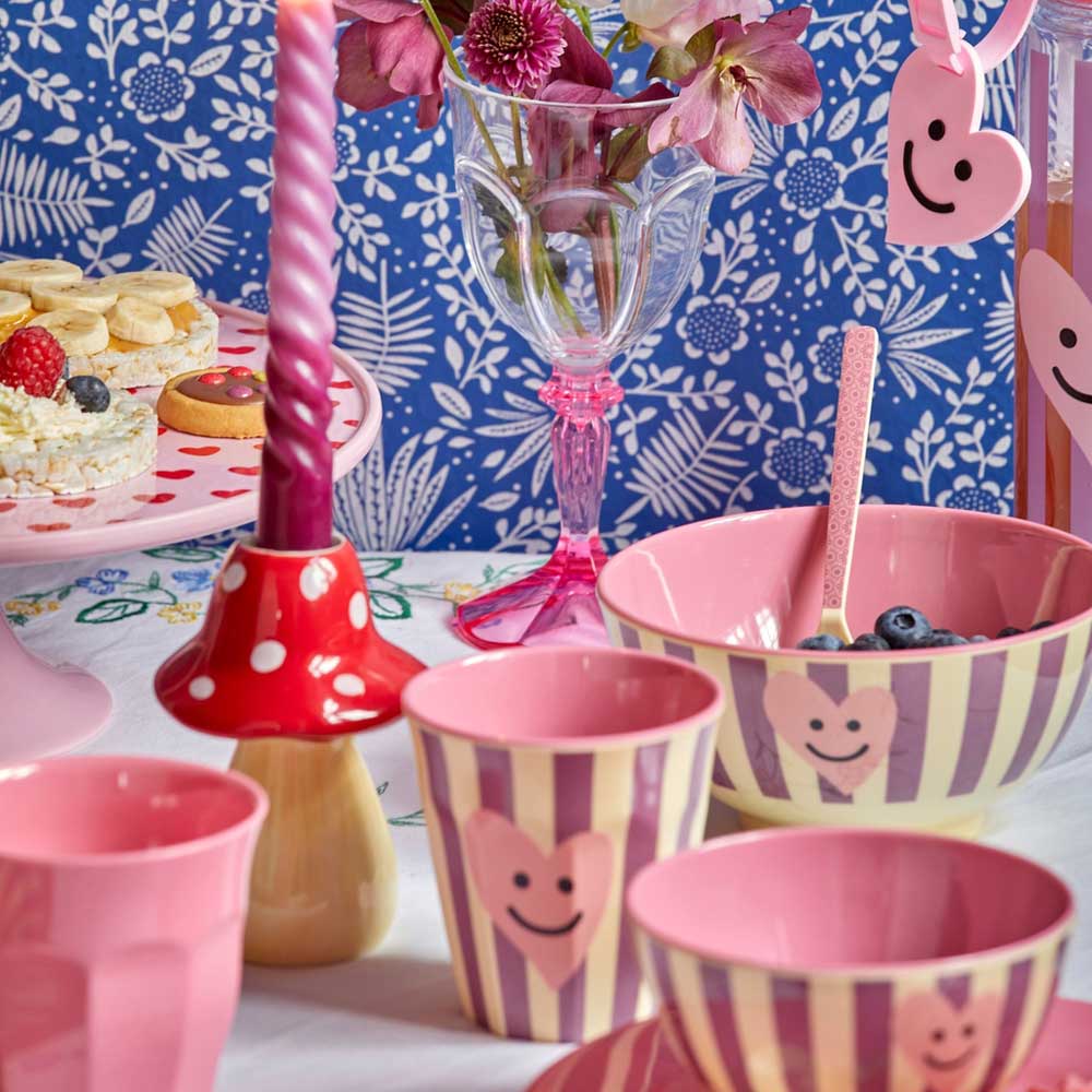 Rice - Kerzenhalter Keramik Pilz rot