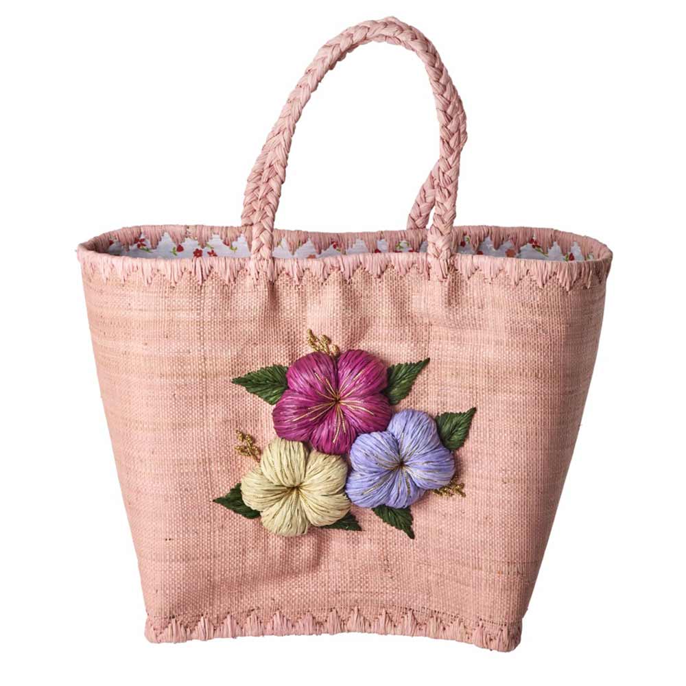 Rice - Korbtasche Raffiabast Soft Pink Large