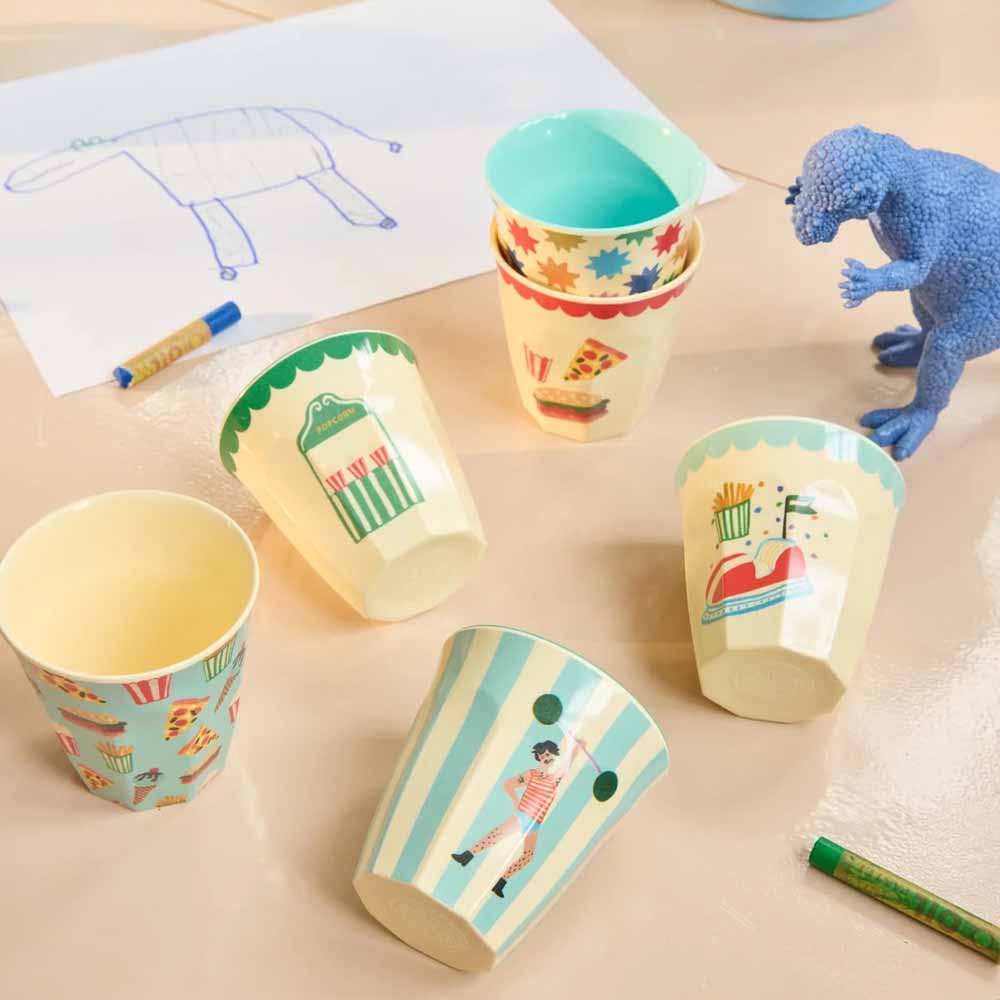 Rice - Melamin Cup 6er Set Fun Fair Junge Mint Small