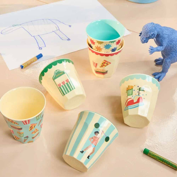 Rice - Melamin Cup 6er Set Fun Fair Junge Mint Small