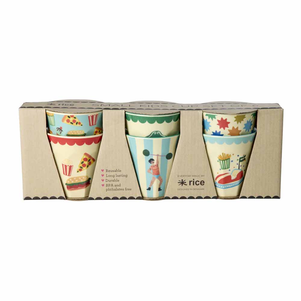 Rice - Melamin Cup 6er Set Fun Fair Junge Mint Small