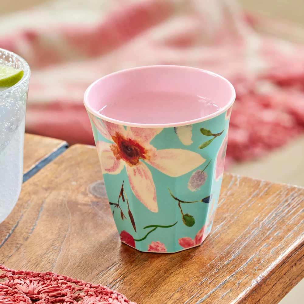 Rice - Melamin Cup Selma Flower Mint Medium