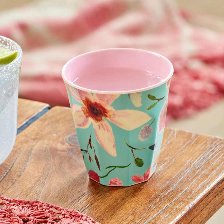 Rice - Melamin Cup Selma Flower Mint Medium