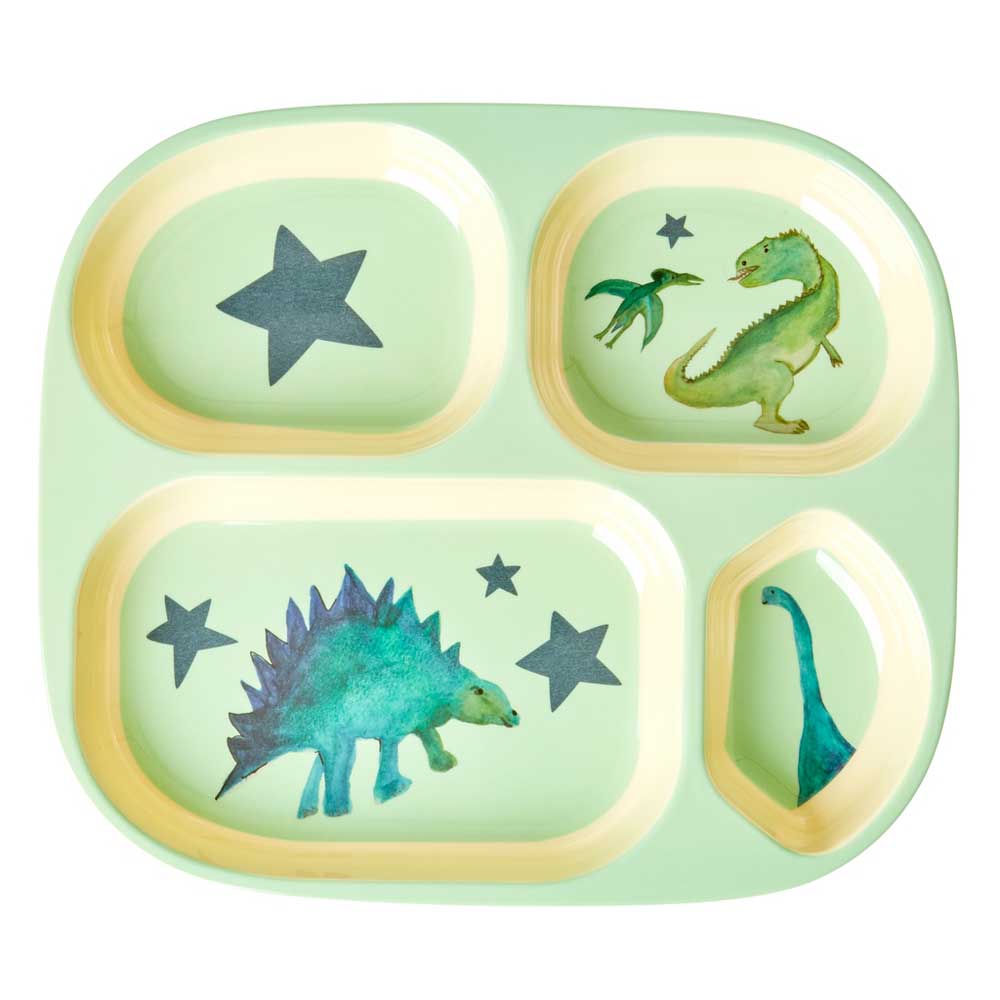 Rice - Melamin Kinderteller mit 4er Einteilung Dinosaurier