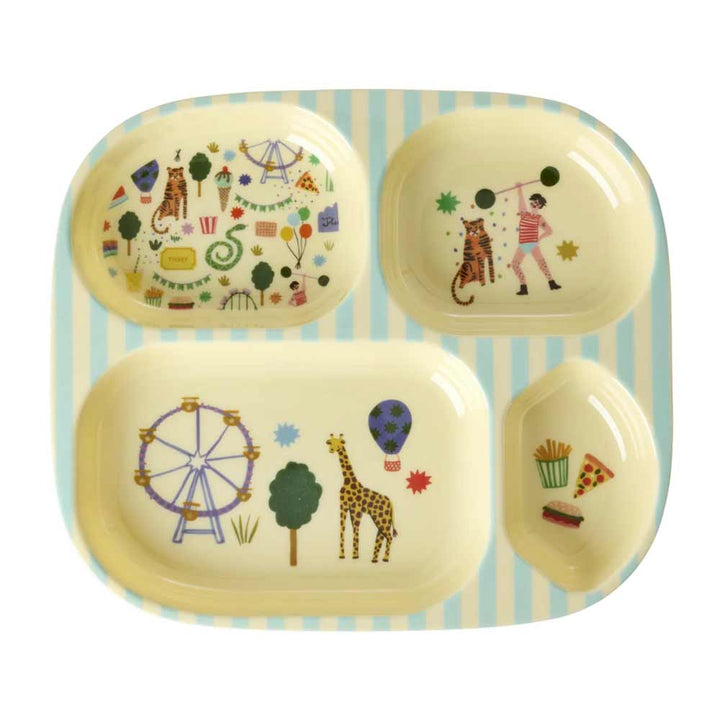 Rice - Melamin Kinderteller mit 4er Einteilung Fun Fair Mint