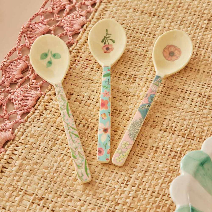 Rice - Melamin Teelöffel Flower Prints 3er-Set