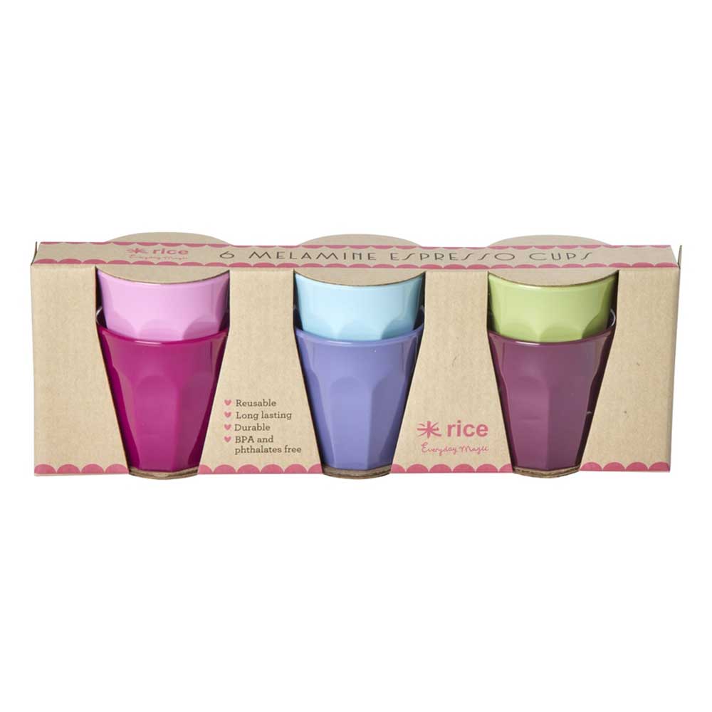 Rice - Melamine Cup Small Espresso Mehrfarbig 6er-Set
