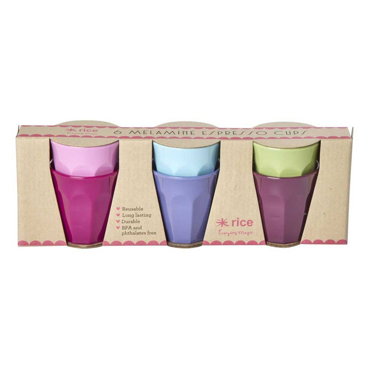 Rice - Melamine Cup Small Espresso Mehrfarbig 6er-Set