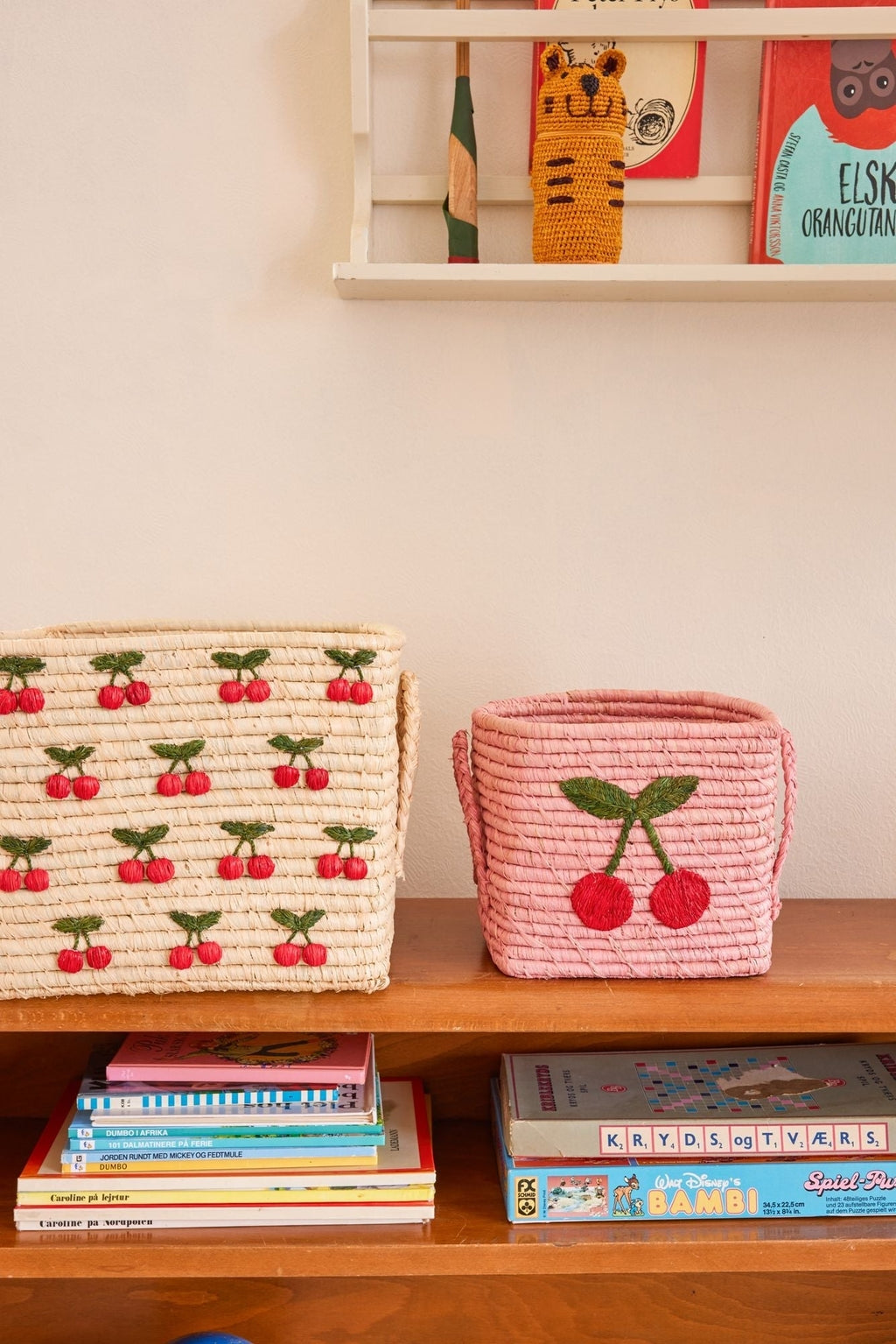 Rice - Raffia Korb Big Cherry Pink Small