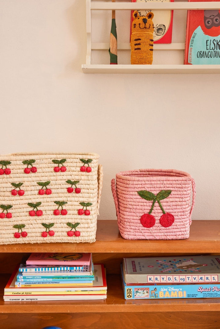 Rice - Raffia Korb Big Cherry Pink Small