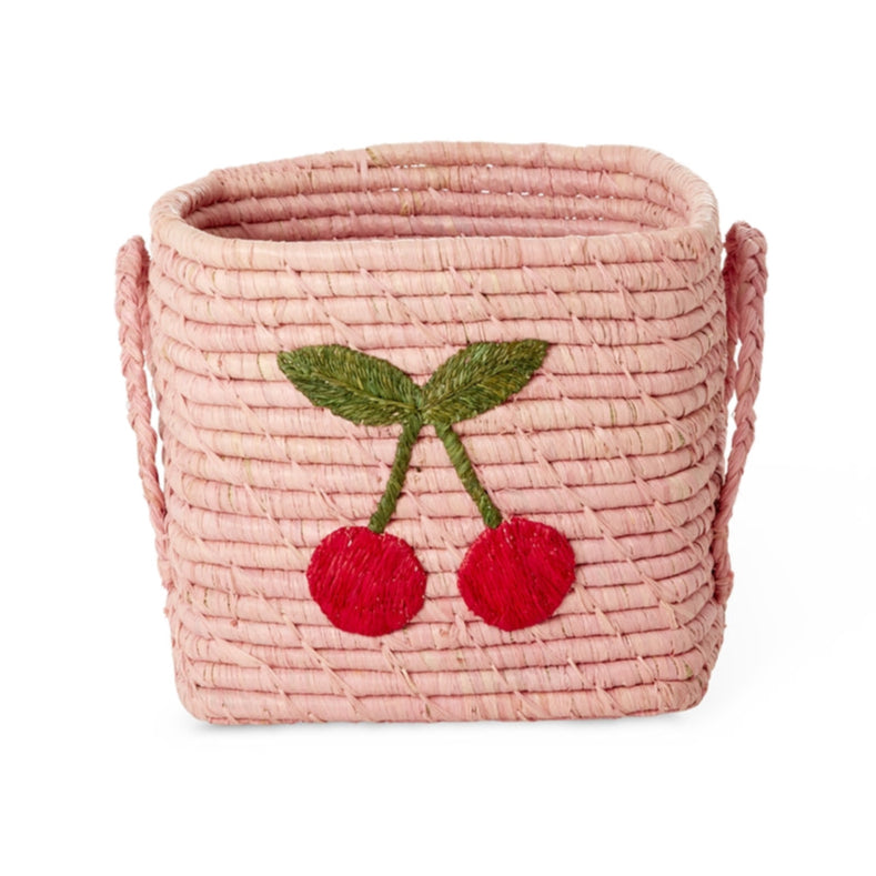 Rice - Raffia Korb Big Cherry Pink Small